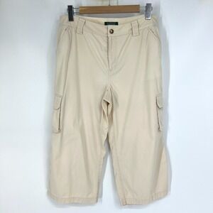 Lauren Ralph Lauren Utility Cargo Capri Pants Womens Size 14 Pink Nude‎ Outdoor
